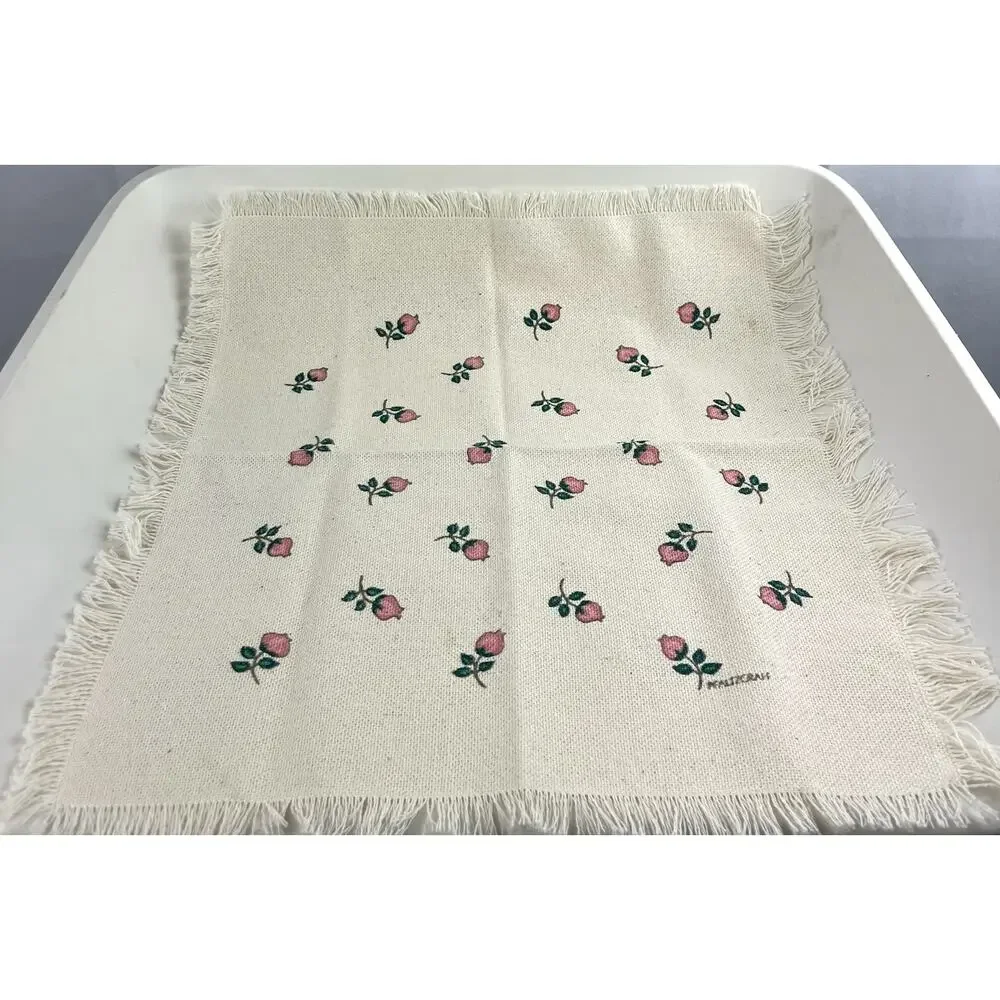 NWT PFALTZGRAFF Set of 4 April Rose Cloth Napkins Fringe 90s USA NOS